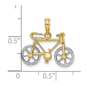 14k Two Tone Yellow Gold 3 D Bicycle Moveable Tires Pendant Charm Necklace Travel Transportation Fine Jewelry For Women Gifts For Her
