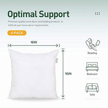 Load image into Gallery viewer, Acanva Throw Pillow Inserts, Euro Sham Form Stuffer with Premium Polyester Micro Fiber, Decorative for Bed, Couch and Sofa, White, 4 Count, 16 in-4 P
