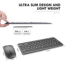 Load image into Gallery viewer, Wireless Keyboard and Mouse Combo, Inphic Rechargeable Wireless Mouse and Keyboard Combo Set with 2.4GHz USB Nano, Silent Click (65% Size-Gray)
