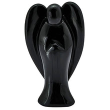 Load image into Gallery viewer, SUNYIK Black Obsidian Guardian Angel Statues,Pocket Crystal,Hand Carved Figurine Sculpture 3"
