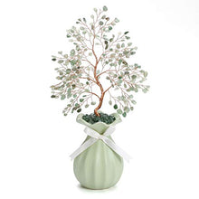 Load image into Gallery viewer, CrystalTears Green Aventurine Crystal Money Tree Feng Shui Crystal Bonsai Tree Sculpture Figurine Natural Gemstone Tree Ornament with Green Ceramic Vase for Hme Decoration Wealth Healing Gift
