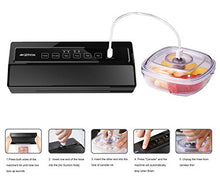 Load image into Gallery viewer, GERYON Vacuum Sealer, Automatic Food Sealer Machine for Food Savers w/Starter Kit|Led Indicator Lights|Easy to Clean|Dry &amp; Moist Food Modes| Compact Design (Black)
