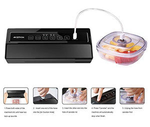 GERYON Vacuum Sealer, Automatic Food Sealer Machine for Food Savers w/Starter Kit|Led Indicator Lights|Easy to Clean|Dry & Moist Food Modes| Compact Design (Black)