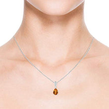 Load image into Gallery viewer, November Birthstone - Vintage Style Pear Citrine Drop Pendant Necklace with Diamonds in 14K White Gold (9x7mm Citrine)
