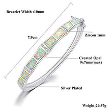 Load image into Gallery viewer, CiNily Opal Bangle Bracelets for Women Cubic Zirconia Rhodium Plated Gemstone Bangle Bracelet 8 3/8"
