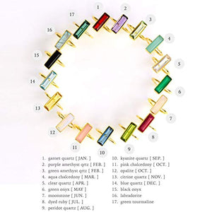 Green Tourmaline Gemstone Bar Ring, Geometric October Birthstone Ring, Adira Ring Series