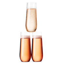 Load image into Gallery viewer, 48 Pack Stemless Plastic Champagne Flutes Disposable 9 Oz Clear Plastic Toasting Glasses Shatterproof Recyclable and BPA-Free
