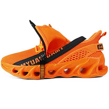 Load image into Gallery viewer, Damyuan Mens Running Tennis Shoes Athletic Gym Walking Workout Sports Fashion Sneakers Blade Shoes Zipper Design Slip-on Comfortable A79 (9.5 Men, Orange)
