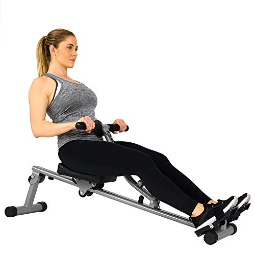 Sunny Health & Fitness SF-RW1205 Rowing Machine Rower w/ 12 Level Adjustable Resistance, Digital Monitor and 220 LB Max Weight