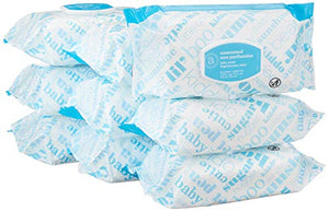 Amazon Elements Baby Wipes, Unscented, 720 Count, Flip-Top Packs