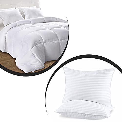 Utopia Bedding 1 All Season Queen Comforter Duvet Insert with 2 Pack Queen Bed Pillows for Sleeping