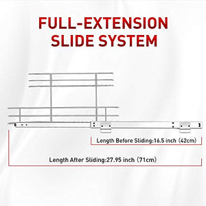 Under Sink Cabinet Organizer, Tksrn Pull Out Organizer Kitchen Under Sink Slide Out Storage Shelf with 2 Tier Sliding Wire Drawer - 12.6W x 16.5D x 13H - Request at Least 13 inch Cabinet Opening