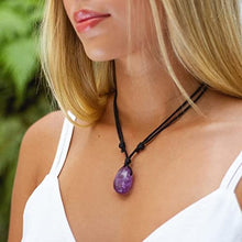 Load image into Gallery viewer, Luck Strings Handmade Chakra Gemstone Crystal Pendant Necklace, Unisex Design for Men &amp; Women, Large Rock Energy Amulet Jewelry Collar for Spiritual Wellness, Gem Accessory Gift, Nuummite Black

