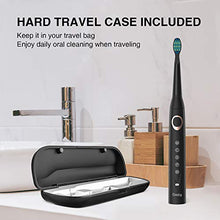 Load image into Gallery viewer, Electric Toothbrush - Dentist Recommended Smart Sonic Toothbrush with 5 Modes, 8 Dupont Brush Heads &amp; Travel Case Included, USB Fast Charging, Black
