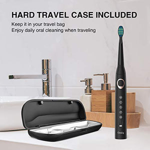 Electric Toothbrush - Dentist Recommended Smart Sonic Toothbrush with 5 Modes, 8 Dupont Brush Heads & Travel Case Included, USB Fast Charging, Black
