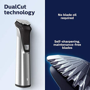 Philips Norelco Multigroomer All-in-One Trimmer Series 7000, 23 Piece Mens Grooming Kit, Trimmer for Beard, Head, Body, and Face, NO BLADE OIL NEEDED, MG7750/49