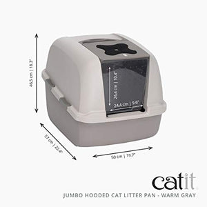 Catit Jumbo Hooded Cat Litter Pan - Warm Gray