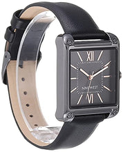 Load image into Gallery viewer, Nine West Women Japanese Quartz Dress Watch with Faux Leather Strap, Black, 18 (Model: NW/2117GYBK)
