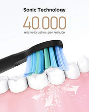 Load image into Gallery viewer, Fairywill Electric Toothbrush for Adults with 5 Modes, Smart Timer, 8 Brush Heads, Fully Rechargeable with One 4 Hr Charge Last 30 Days, Whitening Ultra Sonic Toothbrushes with A Travel Case in Black
