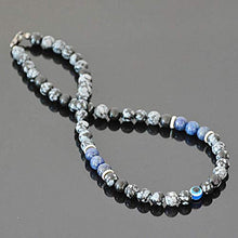 Load image into Gallery viewer, Handmade Evil Eye Protection Amulet Choker Necklace for Men Natural Gemstone with Lapis Lazuli and Snowflake Obsidian
