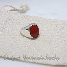 Load image into Gallery viewer, Carnelian Ring, Men&#39;s Signet Ring, Men&#39;s Silver Ring, Gifts For Him, Gemstone Ring, 925 Sterling Silver Ring, Flat Oval Gemstone Ring, Wedding Mens Ring
