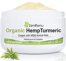 Load image into Gallery viewer, Organic Hemp Cream by ZenRenu - MSM Turmeric Arnica - Made in USA Premium Hemp Oil
