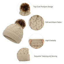 Load image into Gallery viewer, Durio Baby Hats Knit Baby Girl Hats Warm Thick Baby Girl Winter Hat Cute Toddler Hat Girl Boy H Ivory White &amp; Gray &amp; Pink &amp; Khaki One Size
