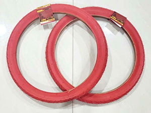 MZ PARTS MIAMI 20x2.125 Tires Bicycle (57-406) Two BMX Street Bicycle Tires (RED)