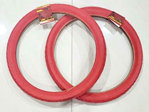 MZ PARTS MIAMI 20x2.125 Tires Bicycle (57-406) Two BMX Street Bicycle Tires (RED)