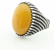 Load image into Gallery viewer, KAR 925K Stamped Solid Sterling Silver Yemeni Agate (Aqeeq) Men&#39;s Ring P3A (12.5)
