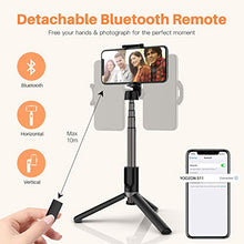 Load image into Gallery viewer, Yoozon Selfie Stick Tripod Bluetooth, Extendable Phone Tripod Selfie Stick with Wireless Remote Shutter for iPhone SE 2/11/11 Pro/11 Pro Max/Xs MAX/XR/XS/X, Galaxy S20/Note 10/S10/S9, Google and More
