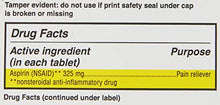 Load image into Gallery viewer, Cabinet Aspirin E/C Tablets, 325 mg (Orange) Coated, Regular Strength Headache Medicine | Natural Anti-Inflammatory | Help Reduce Joint Pain, Menstrual Cramps
