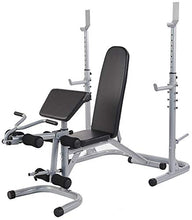 Load image into Gallery viewer, BalanceFrom RS 60 Multifunctional Workout Station Adjustable Olympic Workout Bench with Squat Rack, Leg Extension, Preacher Curl, and Weight Storage, 800-Pound Capacity, Gray
