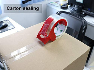 12 Rolls Clear Packing Tape Rolls with Free Dispenser, Heavy Duty Refill Tape for Shipping Moving and Packaging, 2.4Mil 1.88 Inch x 60 Yard, BOMEI PACK