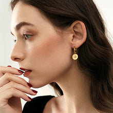 Load image into Gallery viewer, BUEMMR 14K Gold Plated Smooth Mirror Compass Hoop Earrings for Women, Jewelry for Women Girl
