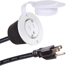 Load image into Gallery viewer, 15A Weatherproof Outdoor Power Outlet by Journeyman-Pro 15 Amp 125 Volt NEMA 5-15R Receptacle Kit with Integrated 20&quot; Extension Cord + Waterproof Rubber Cover (GCR1-WHITE)
