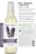 Load image into Gallery viewer, Natural Flower Power Air Freshener Spray | Lavender 4 Fl Oz | Pack of 3 | Scented w/ Pure Essential Oils | Non-Aerosol Plant-Based Odor Eliminator | Room, Linen, or Car Spray| Cruelty-Free &amp; Vegan
