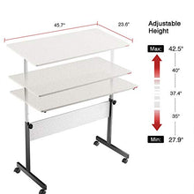 Load image into Gallery viewer, Mr IRONSTONE Height Adjustable Desk 45.7" Mobile Computer Desk Home &amp; Office Utility Table with Rolling Wheels（Non-Automatic Adjustment） (Spatter Gray)
