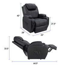 Load image into Gallery viewer, Homall Recliner Chair with Massage Single Living Room Huge Thick Padded Heating Function Sofa Seat, Black
