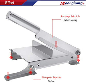 Moongiantgo Manual Meat Slicer Stainless Steel Jerky Cutter Slicing Knife for Slicing Frozen Meat Bacon Vegetable Fruit Herbs Pastry Cheese (KD0270: 190mm Cutting Length)