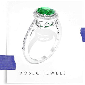 1.30 CT Pear Shaped Emerald Certified Diamond Halo Engagement Ring, Solitaire Teardrop Green Gemstone Wedding Rings, May Birthstone Promise Ring Gifts, 14K White Gold, Size:US 6.0