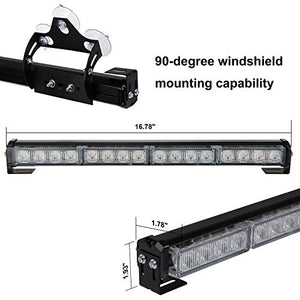 ASPL 2x16.8 inch Emergency Flashing LED Traffic Advisor Strobe Light Bar 32LED 26 Flash Patterns Interior Safety Warning Lights (Red/White)