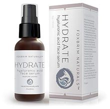 Load image into Gallery viewer, Hyaluronic Acid Face Serum - Hydrating Anti Aging Facial Serum - For Face and Neck - With Vitamin C and E, Green Tea, Jojoba Oil - Natural and Organic - 1 Oz by Foxbrim Naturals
