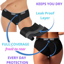 Load image into Gallery viewer, Bambody Leak Proof Hipster: Sporty Period Panties for Women and Teens - 3 Pack: Black - Large
