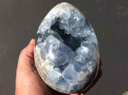 Crystal AgateLarge Celestite Crystal Egg Rare Natural Ice Sky Blue Celestine Geode Sparkling Cluster Druzy Reiki Madagascar Specimen Metaphysical Healing Mineral Quartz Stone