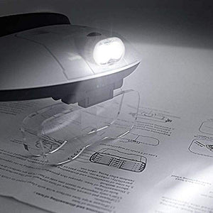 ZYuan Hands Free Head Magnifier Visor, Headband Magnifier Glasses with LED Lights Illumination, Head-Mounted Reading Magnifier Loupe Head Wearing
