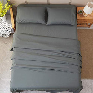 Sonoro Kate Bed Sheet Set Super Soft Microfiber 1800 Thread Count Luxury Egyptian Sheets 16-Inch Deep Pocket Wrinkle and Hypoallergenic-4 Piece(Queen Dark Grey)