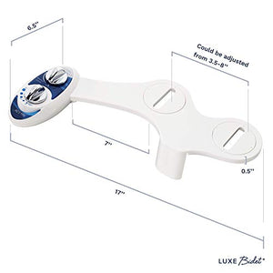 LUXE Bidet Neo 120 - Self Cleaning Nozzle - Fresh Water Non-Electric Mechanical Bidet Toilet Attachment (blue and white)