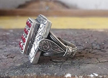 Load image into Gallery viewer, Beautiful Handcrafted Handmade 925K Sterling Silver Mens Ring With Howlite Ruby Stone
