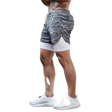 Load image into Gallery viewer, Surenow Mens Running Shorts，Workout Running Shorts for Men，2-in-1 Stealth Shorts， 7-Inch Gym Yoga Outdoor Sports Shorts Camouflage Grey
